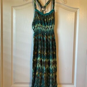 Elegant Teal Patterned Dress